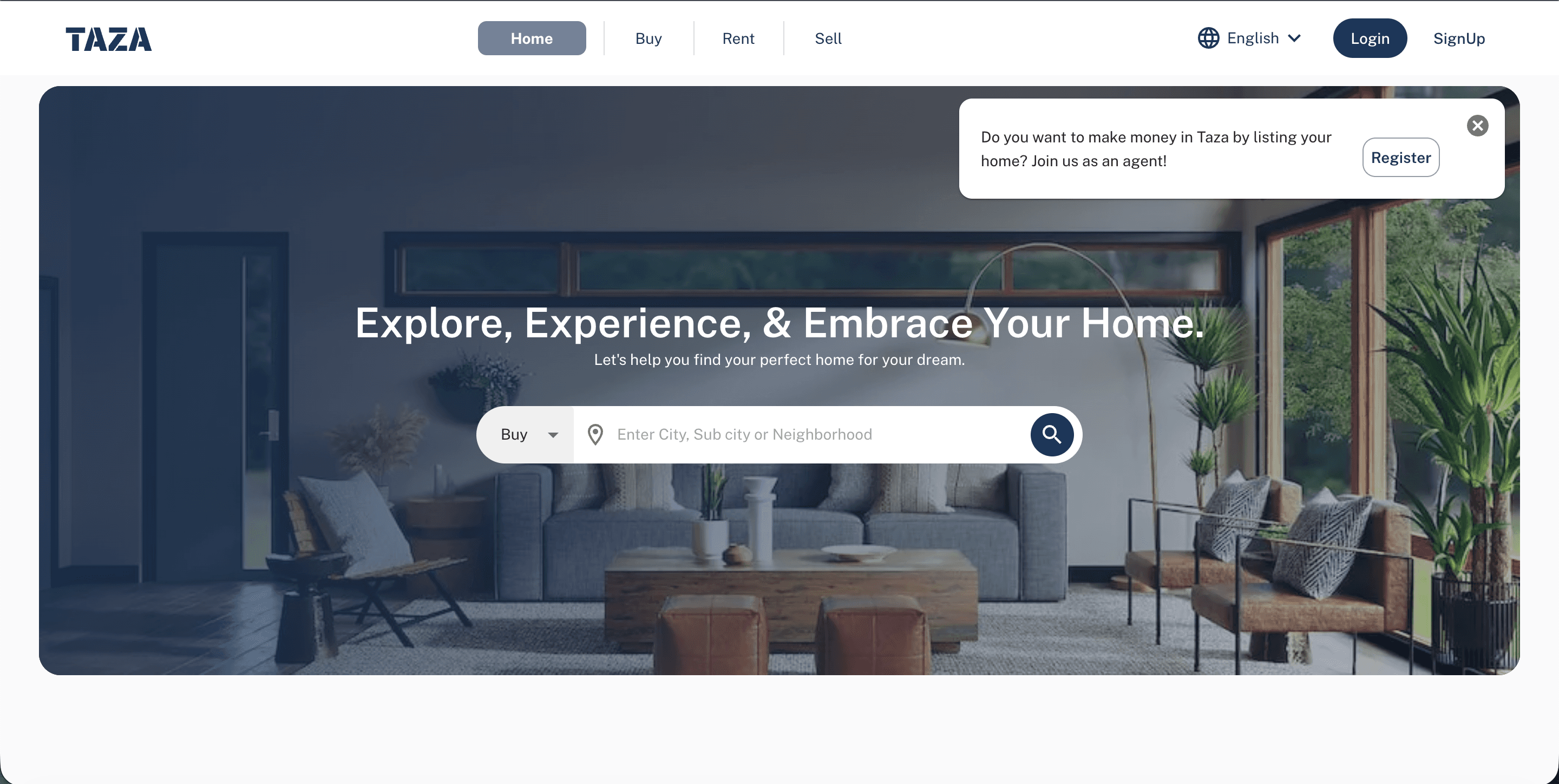 Taza House website screenshot